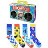 United Oddsocks Boomsox - Confezione regalo, 4 calzini da uomo in stile retrò con musica, mix and match Boombox Cassette, calzini colorati ricchi di cotone, set regalo per uomo UK 6-11, EUR 39-46, US