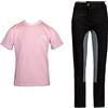 MS-Trachten Linda - Pantaloni da equitazione con maglia a T rosa ricamata, Rosa Nero Grigio, 146 cm-152 cm