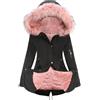 WOWEI Cappotto Parka Donna Invernale con Pelliccia per Cappuccio Caldo Felpa Giacca Antivento in Pile Termici Elegante con Pelliccia Giubbotto Lungo Cappotto Piumino Imbottito Casual (Nero 2, S)