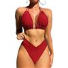 DURINM Costume da Bagno Donna Due Pezzi Costumi Push Up Scollo a V Top Bikini Top Sexy Push up Imbottito Reggiseno Costumi da Mare Donna Beachwear Swimwear Abiti da Spiaggia