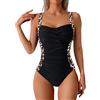 Generic Schwarz Badeanzug Damen Sexy Badeanzüge für Damen Slim Fit Figurformender Front Bademode Vintage Mode Schwimmanzug Sexy Monokini Sommer