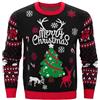 Jezonga Maglione Natalizio Uomo Divertente Maglia di Natale Maglioni di Natale Pullover Sweater Stampa Fiocco di Neve Alce a Maniche Lunga Girocollo Festa Natalizie Nero S
