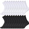 Radsocken 10 paia di calzini sportivi da donna, colore bianco e nero | Calzini sportivi da donna in cotone traspirante, tinta unita, imbottiti, per corsa, allenamento, escursionismo, camminata