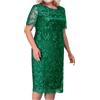 Generic 2026 Prom Dress Gown Women Elegante della Sposa Plus Size Ricamo Floreale Abiti da Sera Formale Manica Corta Partito, Verde, 5XL