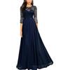 SYLDMKJ Abito Cerimonia Donna Abito da Sera in Pizzo Elegante Sexy Abito Maxi Abito da Matrimonio Abiti da Notte-Blu Intenso-XXL