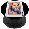 Jesus is King Card Game Lover Tees Vintage Gesù Cristo Re di Cuori Christian Gioco Carta PopSockets PopGrip Adesivo