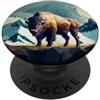 Buffalo Bison Watercolor Art Paint Buffalo American Bison Western Watercolor PopSockets PopGrip Adesivo