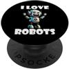 Robots, Space Tech and Robotics I love Robots, divertente Robot PopSockets PopGrip Adesivo