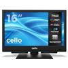 Cello C1626TZH Smart TV 16 con Tizen OS di Samsung, Bluetooth e audio Pitch Perfect, triplo sintonizzatore, TV compatta ideale per cucina, camera e piccoli spazi, alimentazione solo da rete elettrica