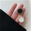NONE Bottoni da cucito in metallo retrò di lusso per abbellimento di vestiti Decorazioni per cappotti Fornitura artigianale fai da te Accessori per cucito bianco nero 6 pezzi