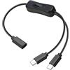NONE Cavo di alimentazione splitter USB C con interruttore PD 5V 2A Tipo C femmina a maschio e cavo di prolunga connettore adattatore cavo di alimentazione Micro USB