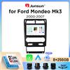 Junsun Autoradio Junsun Wireless CarPlay Android Auto per Ford Mondeo Mk3 (CD132) 2000-2007 con ventola di raffreddamento integrata, navigatore GPS Android, lettore multimediale, WiFi, DSP, RDS, BT, SWC,