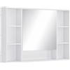 kleankin Armadietto da bagno Kleankin con specchio, 100x15x70 cm, mobile da bagno, armadietto WC con 7 ripiani aperti e vano portaoggetti, ante con lenti che si aprono e chiudono, Bianco