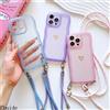 EHUIDE Custodia Fashion con Cordino per iPhone 17 Pro Max 14 12 11 13 15 16 Plus Air 16E 17E, Cover Trasparente Antiurto con Tracolla a Onda