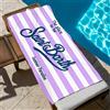 NONE Telo Mare Saint Barth a Righe Bianche e Viola con Stampa Lettering Summer Paradise, Asciugatura Rapida, per Piscina e Bagno