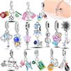 NONE Charm in Argento Sterling 925 a Forma di Astronauta Spaziale, Compatibile con Bracciali Originali, Ciondoli per Borse e Portachiavi, Gioielli Fai-da-Te per Donne