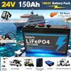 Ddadache Batteria al Litio LiFePO4 24V 150Ah, con BMS Integrato da 200A, Ricaricabile, per Camper/RV, Solare, Nautica, Overland/Van, Fuoristrada