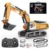 Womaqu Escavatore Radiocomandato Professionale Mini 1:50 per Sabbia e Sabbiera, Escavatore RC Cingolato con Benna in Metallo e Cingoli Metallici, Telecomando LCD 2,4 GHz, Luci e Suoni, 2 Batterie