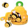 MICHIHOMIE Giocattolo per bambini 6 - 12 mesi, 6 in 1 alveare con 5 api Montessori, giocattolo sensoriale con fienile, sonaglio, specchio, giochi educativi per bambini e giocattoli motori, regalo per