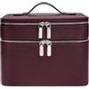 idoltimes Beauty case per trucchi, grande capacità, impermeabile, a doppio strato, con divisorio rimovibile, doppio scomparto, organizer per pennelli da viaggio, multifunzionale, bordeaux (24,1 x 16,5