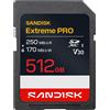 SANDISK Extreme PRO Scheda SD UHSI da 512 GB fino a 250 MB/s velocità di lett...