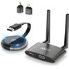 TIMBOOTECH HDMI Wireless Trasmettitore e Ricevitore 4K/5.8G, VGA&HDMI Doppio Schermo Tra...