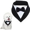 FOSDICK Bandana Cane con Farfallino, Papillon Cane Matrimonio Formale, Papillon per Cani Regolabile, Smoking per Cani per Matrimonio, Feste, Fidanzamenti e Compleanni (Collo 27-46 cm, Nero)