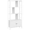 VASAGLE Libreria, Scaffale Portaoggetti, Scaffale Grande a 4 Ripiani, Mobile per Salotto Studio Ufficio Cucina, Struttura in Acciaio, Stile Moderno, Bianco Acero e Bianco Nuvola LBC022W44