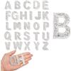 QUARKZMAN 52pcs Perline Strass Lettere Adesive Ferro da Stiro, A-Z Adesivi Alfabeto Strass Lucidi Appliques per DIY Giubbetti Vestiti Zaini, Argento