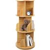 OHMG Biblioteca per bambini girevole a 360° a forma di foglia con 3/4 ripiani, ripiani per libri in legno con angoli arrotondati, libreria su base girevole per camera dei bambini e soggiorno (legno-40