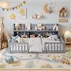OLIVIBED Letto a terra per bambini 90x200 cm, letto Montessori con protezione anticaduta e libreria, letto singolo in legno con porta per bambini, per ragazzi e ragazze, altezza di entrata bassa