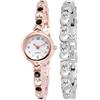 Acnos® Orologio analogico da ragazza di alta qualità, a forma di cuore, con cinturino in oro rosa, 2 pezzi, Oro rosa/D-nero-2, Classico