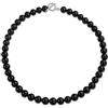 Bling Jewelry Collana semplice e classica in stile occidentale con perle rotonde di onice nero da 10MM per donne e adolescenti, con chiusura placcata in argento, lunghezza 17 pollici.
