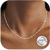 CASSIECA Collana Argento 925 Donna Catenina Argento Oro Girocollo Disco Catenina Collana Argent Donna 1,2mm Sottile Robusta Gioielli 41/46/51/56/61cm