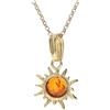 Artisana-Schmuck Ciondolo piccolo ambra con sole (senza catena, montatura in argento sterling 925/000 placcato oro