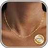 CASSIECA Collane Oro 18K Collana Argento 925 Donna Catenina Oro Girocollo Disco Catenina Collana 1,2mm Sottile Robusta Gioielli Impermeabili 51cm