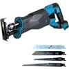 JUTOSGSKW Akkui - Sega a sciabola a batteria, 0 - 3500 SPM con 4 lame, caricatore rapido, profondità di taglio 100 mm (legno) per tagliare legno, plastica, metallo