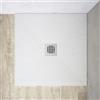 Parama Piatto Doccia in Marmoresina Bianco Antiscivolo Effetto Pietra con Griglia Copripiletta h3cm (Bianco, 70x70)