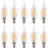 HUAMu Lampadina Filamento LED Candela Fiamma E14,6W (60W Sostituzione Incandescente), Bianco Caldo (2700K), 600 lm, Angolazione fascio luce 360°, Dimmabile, 10 pezzi