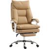 HOMCOM Sedia da Ufficio Ergonomica con Supporto Lombare, Bracciolo Pieghevole, Poggiapiedi Marrone Chiaro | Aosom Italy