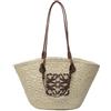 JIIENO Borsa in paglia, grande capacità, tessuto a mano, borsa da spiaggia, da donna, colore: bianco (51x 28 x 19cm)