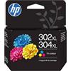 Hp Cartuccia d'inchiostro Hp No.302XL-304XL 100 pagine Ciano-Magenta-Giallo [B7RT8AE#LS1]