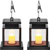 GAOUTO 2 lanterne solari per esterni con candela a LED: lanterna solare a LED, lampade solari per esterni da appendere, effetto tremolante, lanterna solare a LED con candele, lampade decorative per terrazza