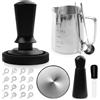 GOMETY Set di 22 tamper per caffè, accessori da barista con 51 mm, tappetino da 51 mm, brocca per latte, cucchiaio da mescolare, penna per latte e stencil per espresso