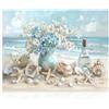 Dazzlewall Tela d'Arte Murale per Bagno a Tema Spiaggia, Decorazione Murale con Fiore Oceanico, Stella Marina e Conchiglia per Camera da Letto e Soggiorno, 12x16 pollici Senza Cornice