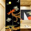 LIGICKY Tenda da porta noren giapponese in stile cinese tradizionale con fenice dorata, grande parete con luna piena stampata asiatica per finestre, arazzo da appendere alla porta per la decorazione