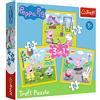 Trefl, Puzzle, Peppa Pig, da 20 a 50 Pezzi, 3 Set, Giornata Allegra di Peppa Pig, per Bambini dai 3 Anni