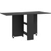 Tavolo Pieghevole In Legno Per 4-6 Persone Con Ruote, 75x140x74cm, Nero