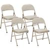 Set Di 4 Sedie Pieghevoli Con Seduta Imbottita In Poliestere E Struttura In Acciaio, Beige