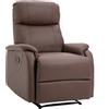 Poltrona Relax Manuale Con Schienale Reclinabile 145° E Poggiapiedi In Pelle Pu Marrone, 76x91x106cm